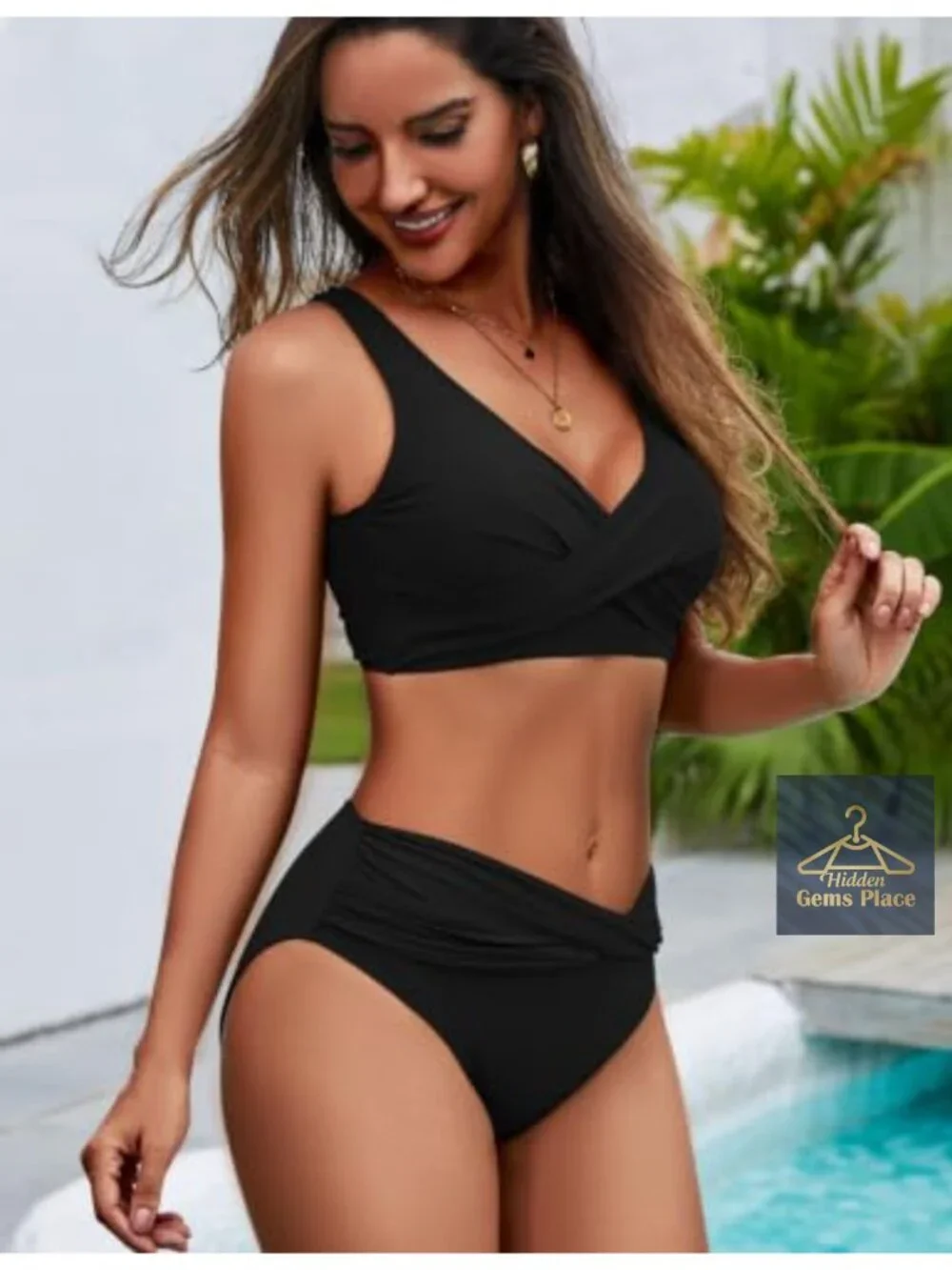 Twist Front Bikini Set Two Piece Swimsuit Push Up Tummy Control